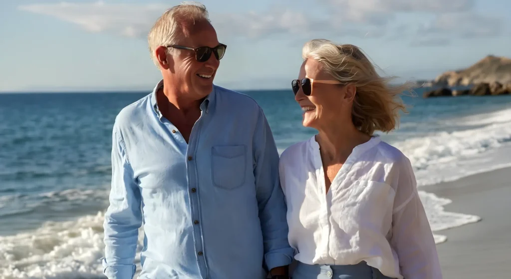 Older couple smiling outdoors